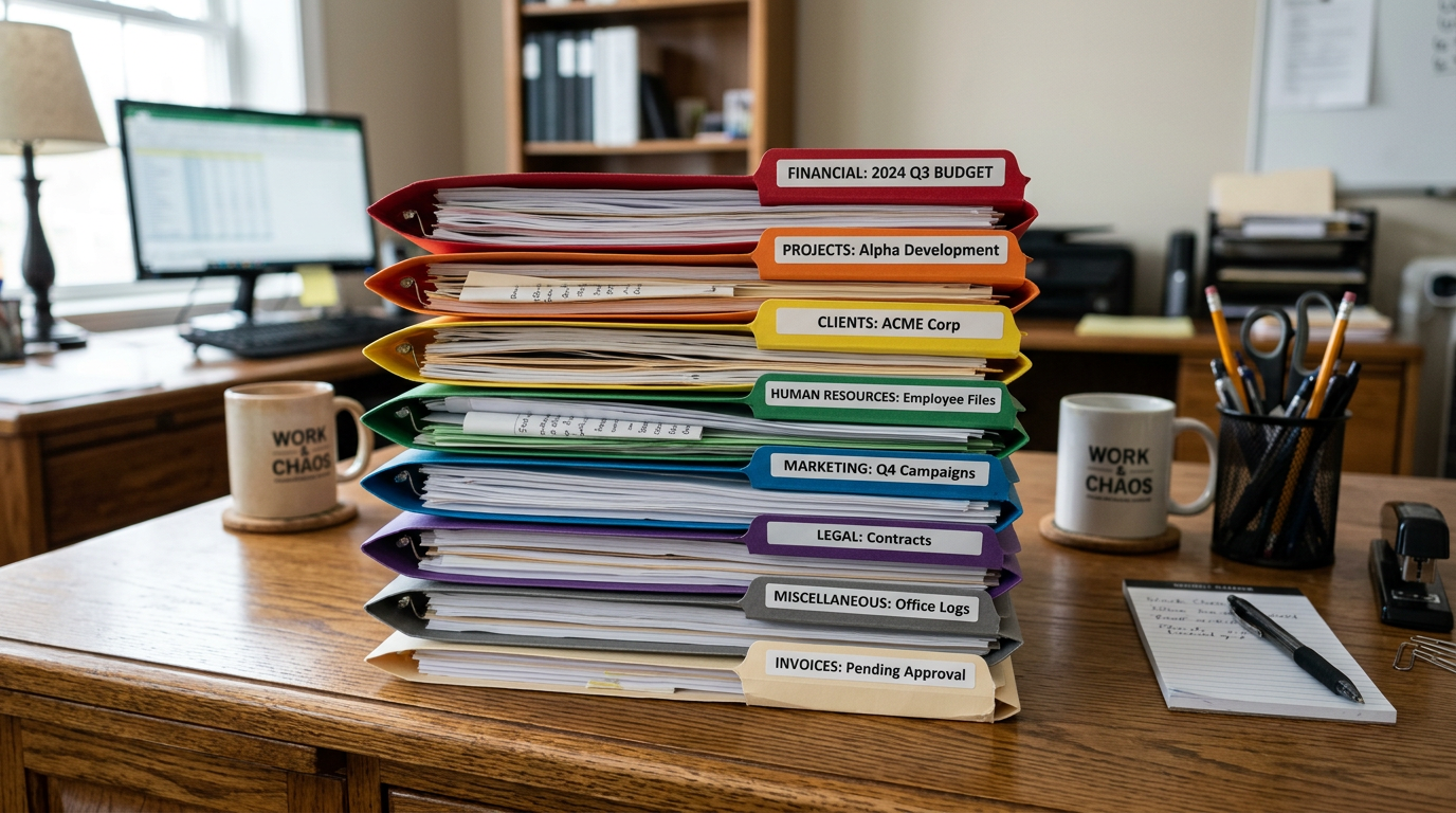 Organized folders on desk